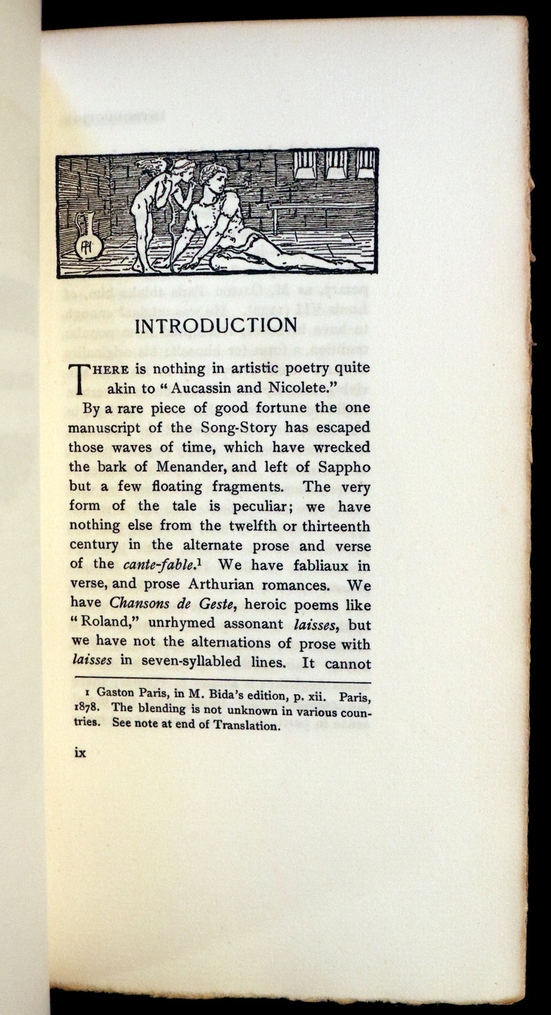 1913 Rare Limited Edition bound in Morocco - MEDIEVAL HISTORY of Aucassin & Nicolette. Knighthood and Chivalry.
