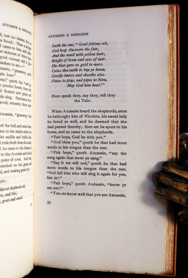 1913 Rare Limited Edition bound in Morocco - MEDIEVAL HISTORY of Aucassin & Nicolette. Knighthood and Chivalry.