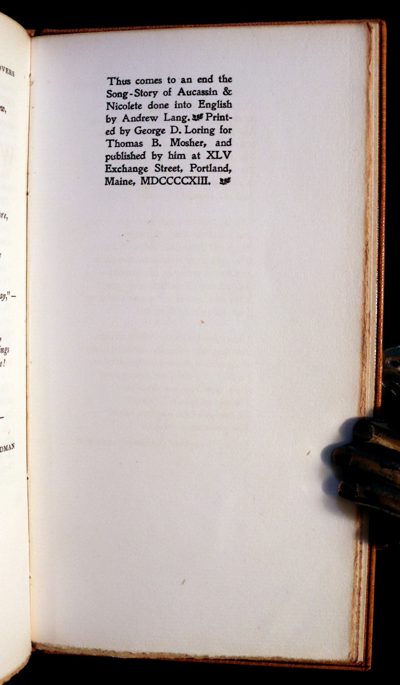1913 Rare Limited Edition bound in Morocco - MEDIEVAL HISTORY of Aucassin & Nicolette. Knighthood and Chivalry.