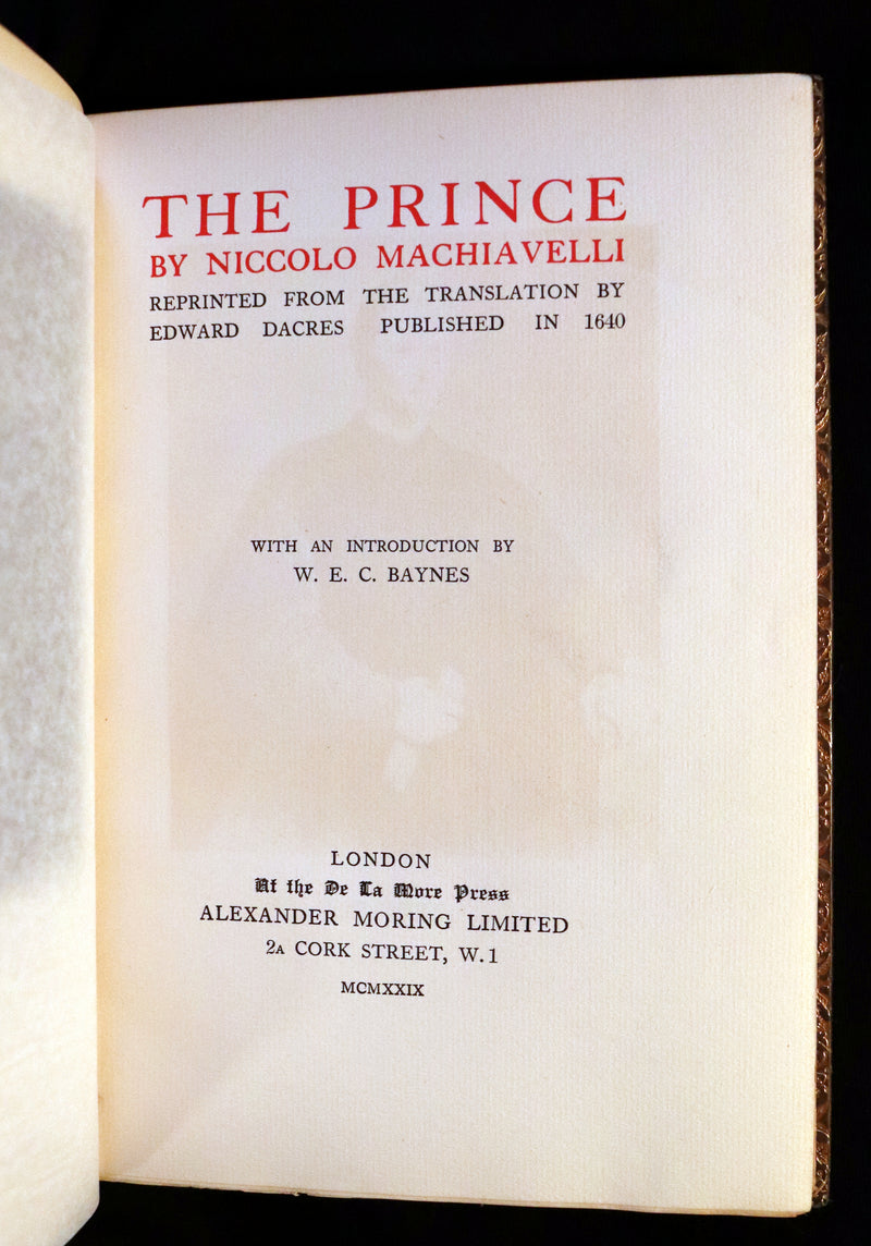 1929 Scarce Limited Edition bound by Morrell - The PRINCE by Niccolò Machiavelli.