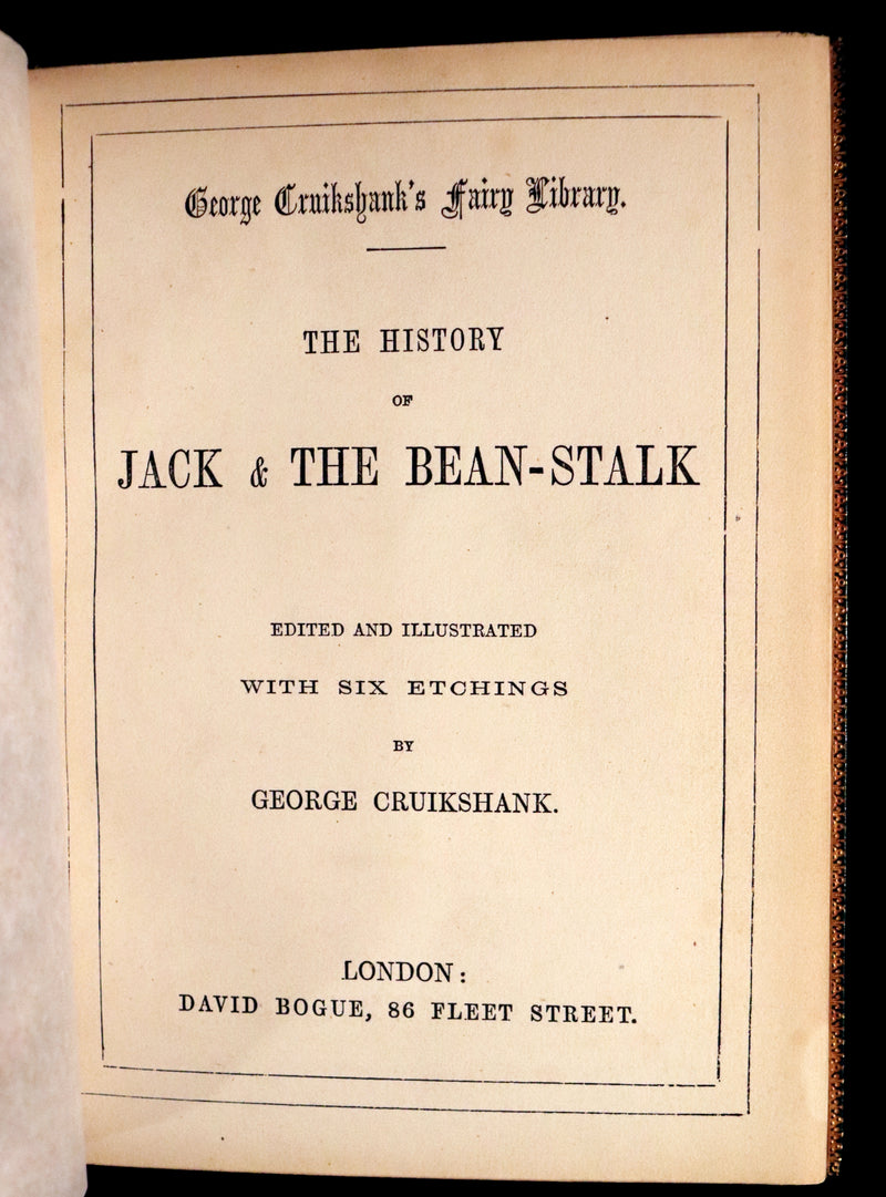 1854 Scarce First Edition bound by Riviere - The History of Jack & The Bean-Stalk. CRUIKSHANK'S FAIRY LIBRARY.