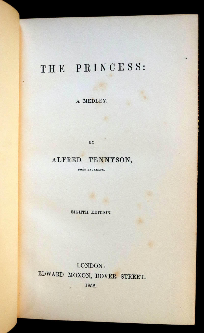 1858 Rare book bound by Riviere - The PRINCESS by Alfred Lord Tennyson.