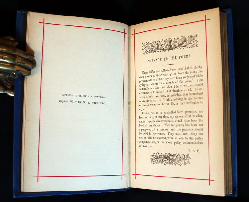 1882 Rare Victorian Book - Poems of Edgar Allan POE (The Raven, Lenore, Ulalume, ...).