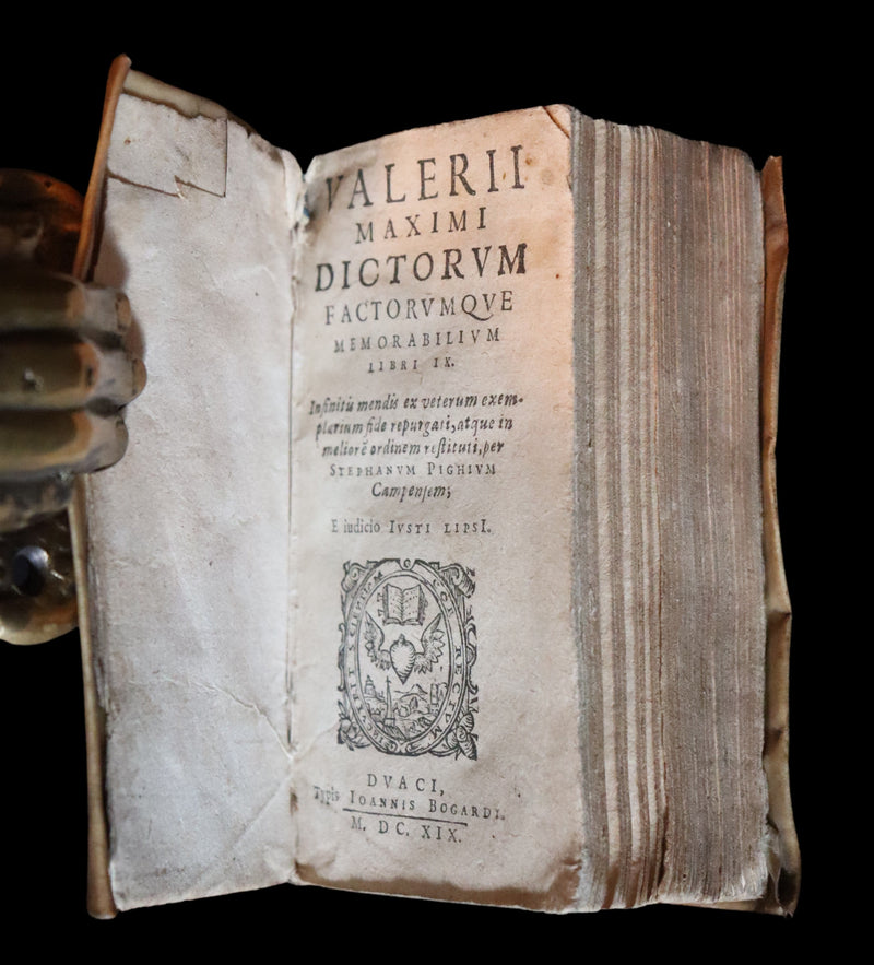 1619 Scarce Latin Vellum Book - Valerius Maximus' Stories of Roman life. Dictorum, factorumque memorabilium libri IX.