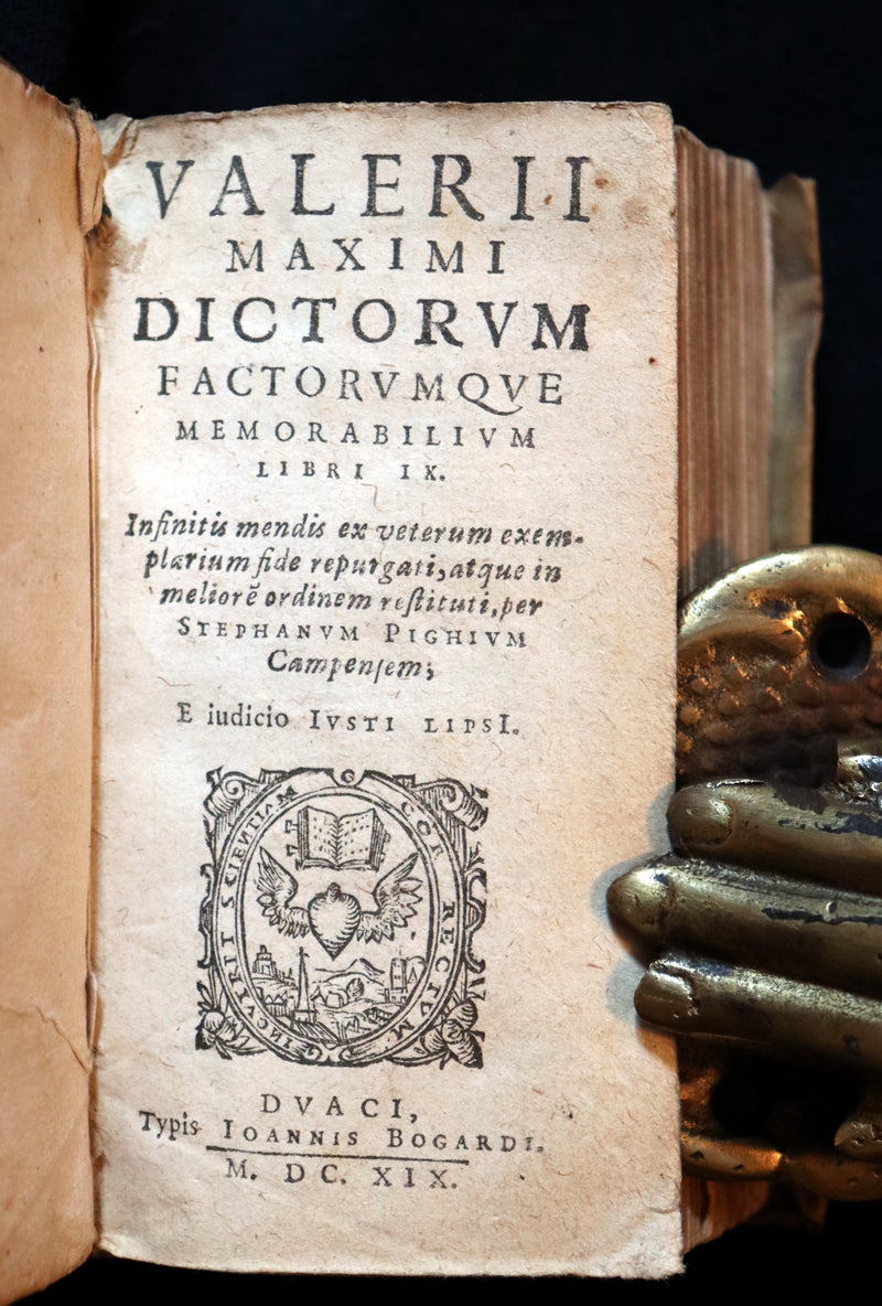 1619 Scarce Latin Vellum Book - Valerius Maximus' Stories of Roman life. Dictorum, factorumque memorabilium libri IX.