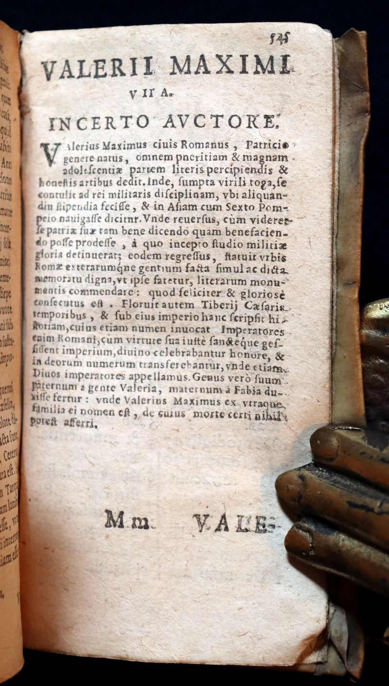 1619 Scarce Latin Vellum Book - Valerius Maximus' Stories of Roman life. Dictorum, factorumque memorabilium libri IX.
