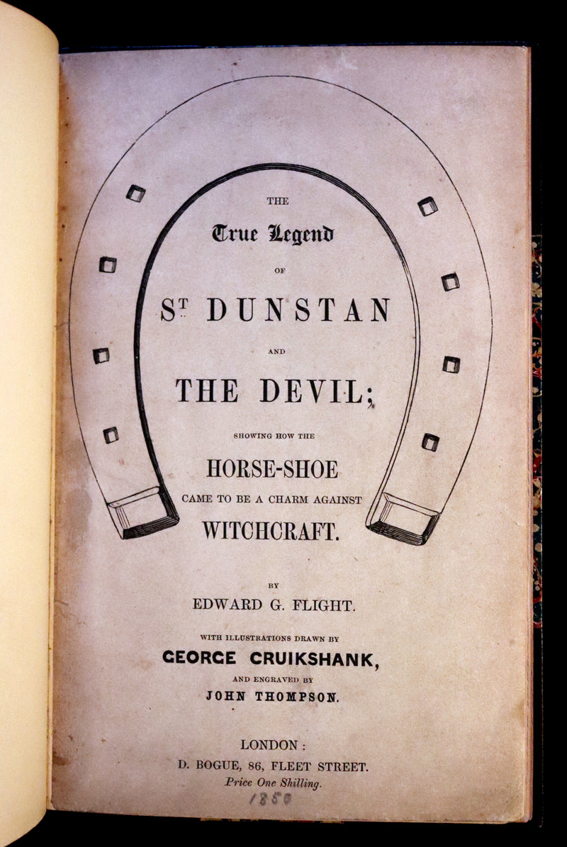 1850 Scarce 1stED - CRUIKSHANK's True Legend of St Dunstan, Horseshoe Against Witchcraft.