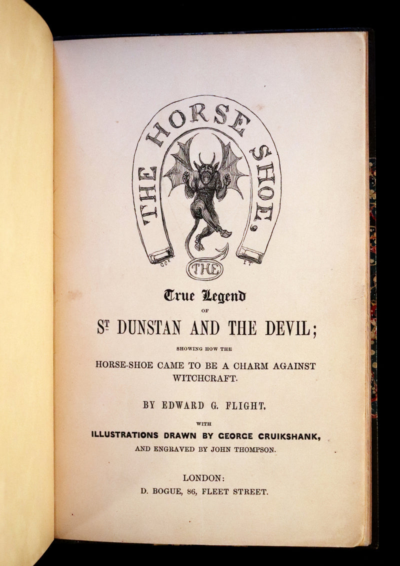 1850 Scarce 1stED - CRUIKSHANK's True Legend of St Dunstan, Horseshoe Against Witchcraft.