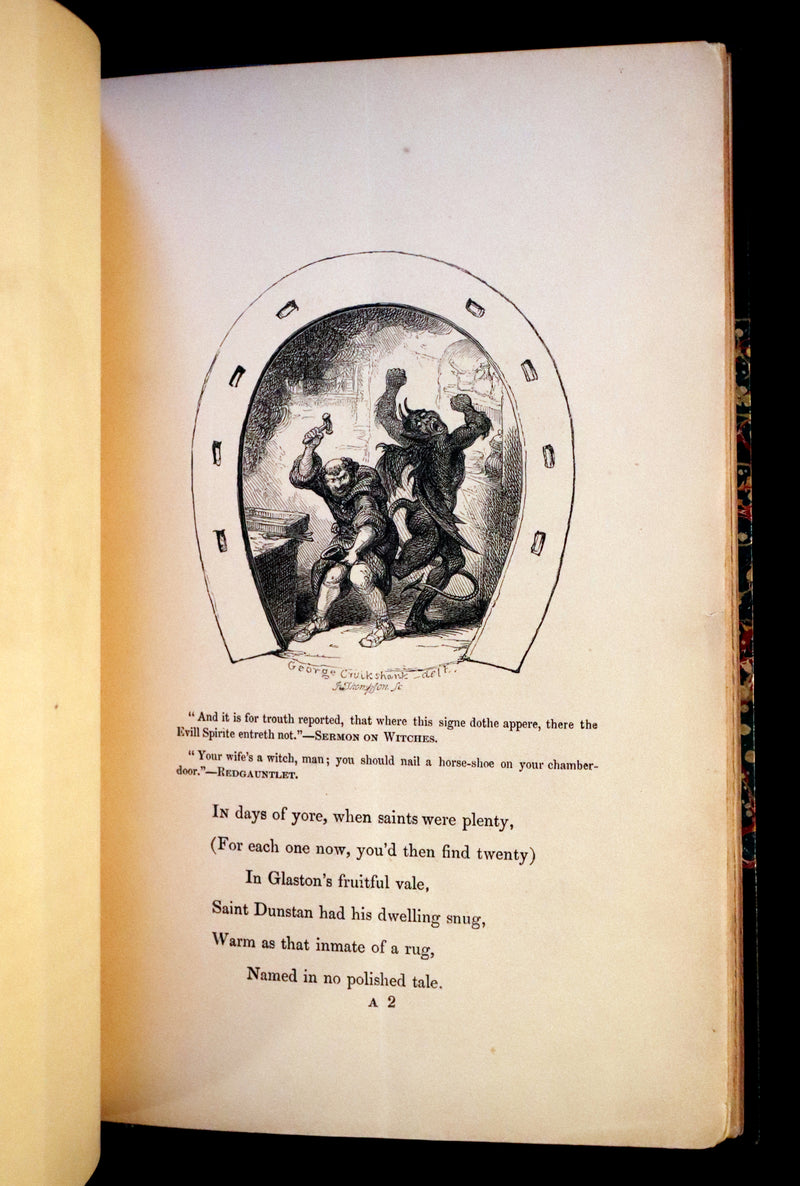 1850 Scarce 1stED - CRUIKSHANK's True Legend of St Dunstan, Horseshoe Against Witchcraft.
