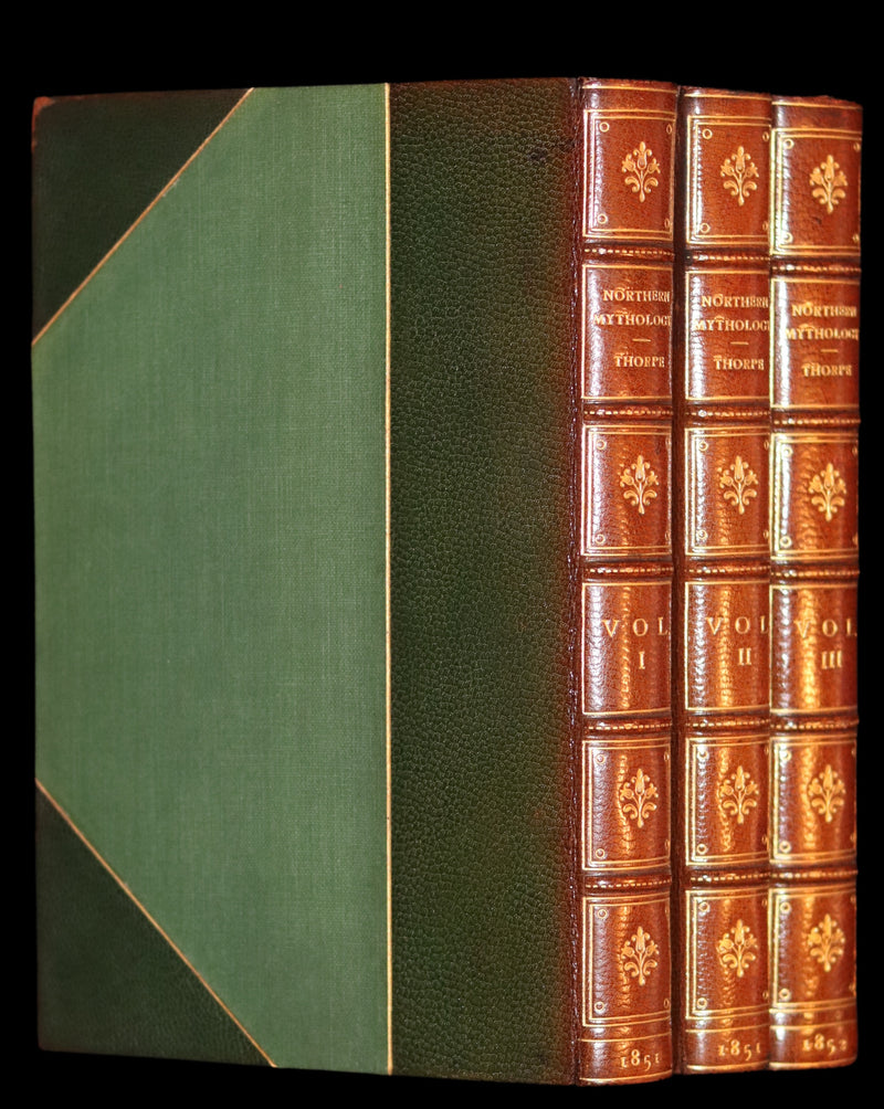 1851 Scarce First Edition set bound by Bayntun - Northern Mythology. Superstitions Of Scandinavia, North Germany, And The Netherlands.