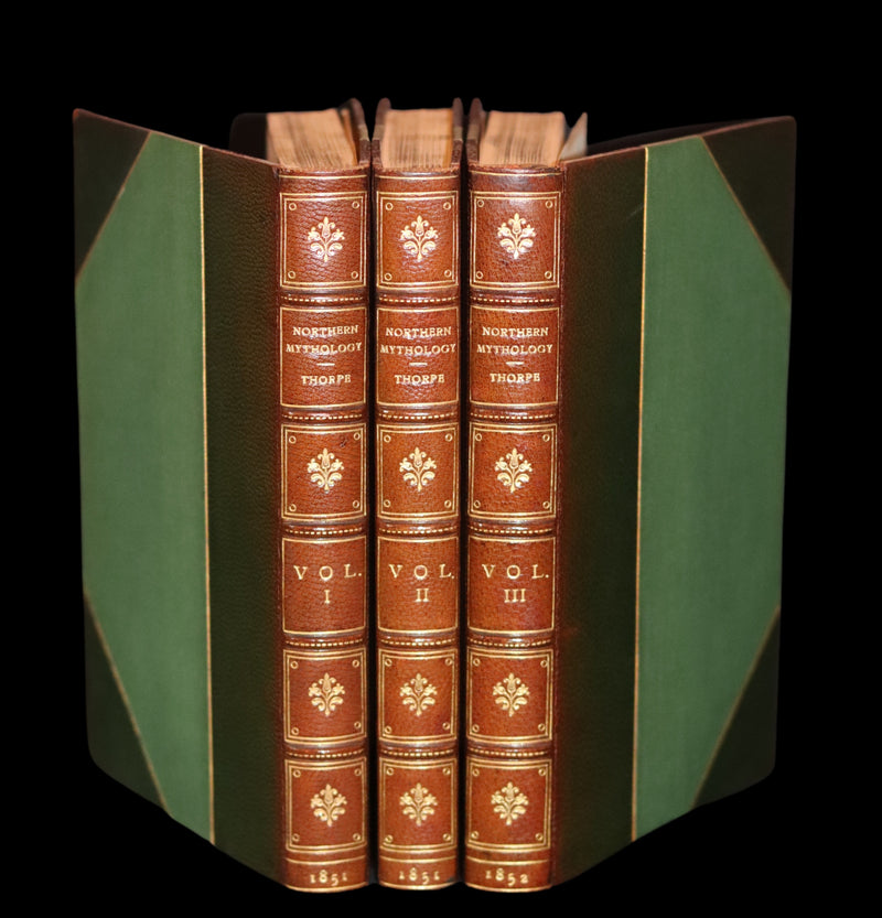 1851 Scarce First Edition set bound by Bayntun - Northern Mythology. Superstitions Of Scandinavia, North Germany, And The Netherlands.