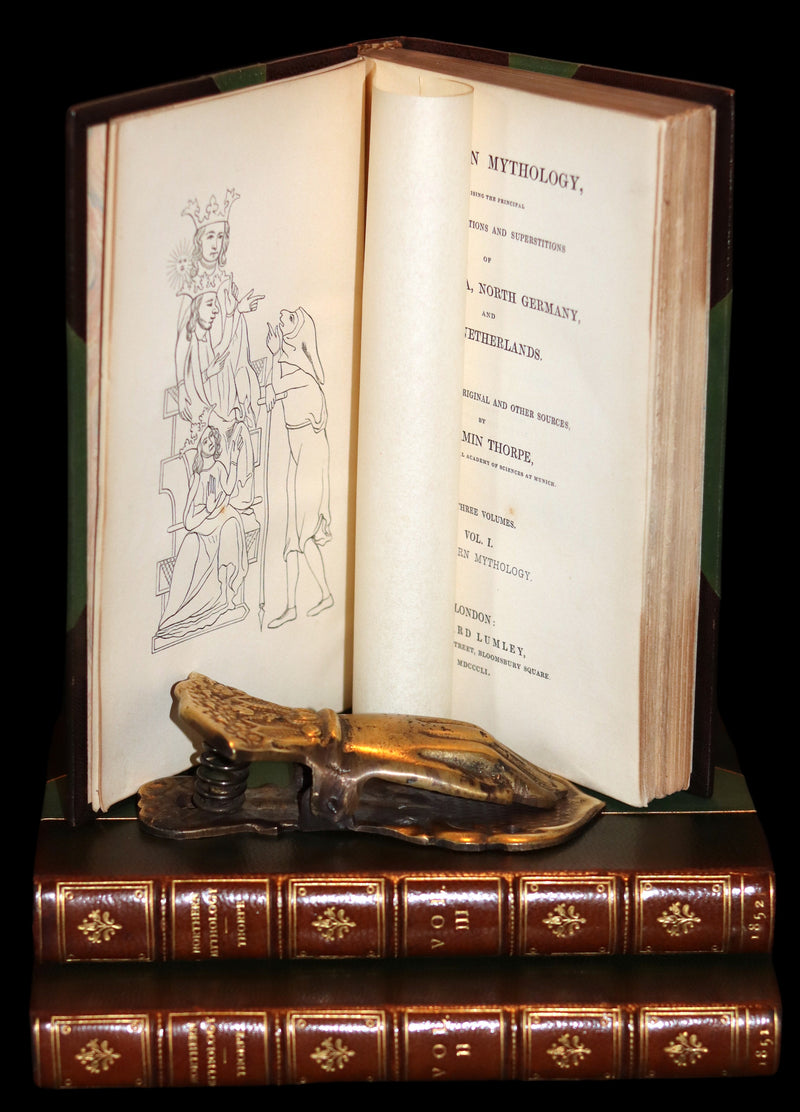 1851 Scarce First Edition set bound by Bayntun - Northern Mythology. Superstitions Of Scandinavia, North Germany, And The Netherlands.