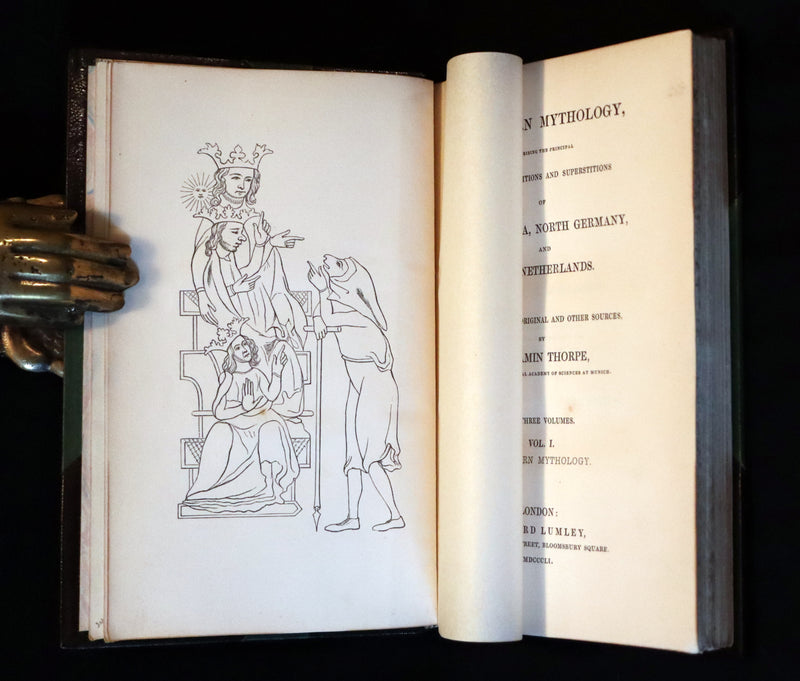 1851 Scarce First Edition set bound by Bayntun - Northern Mythology. Superstitions Of Scandinavia, North Germany, And The Netherlands.