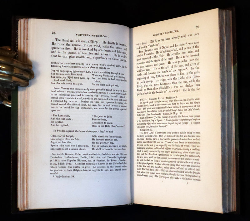 1851 Scarce First Edition set bound by Bayntun - Northern Mythology. Superstitions Of Scandinavia, North Germany, And The Netherlands.