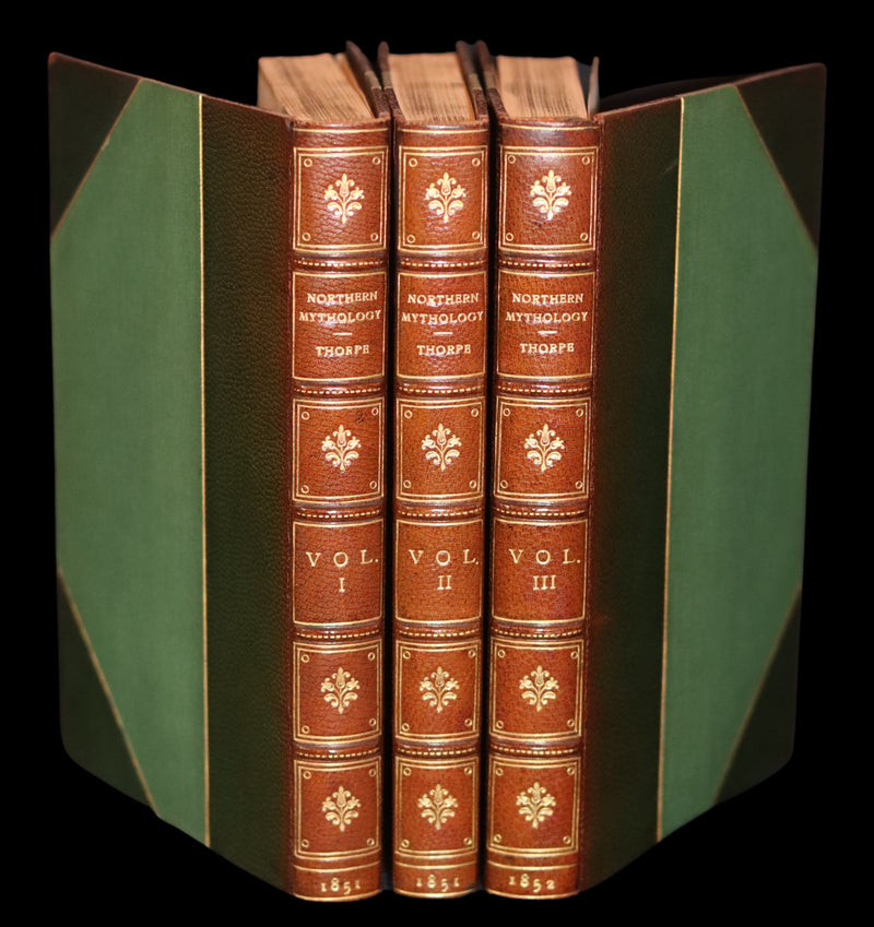1851 Scarce First Edition set bound by Bayntun - Northern Mythology. Superstitions Of Scandinavia, North Germany, And The Netherlands.