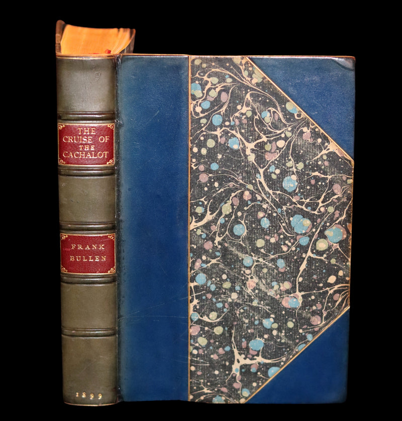 1899 Rare Whaling Expedition Book bound by Root - The Cruise of the "Cachalot" by F.T. Bullen.