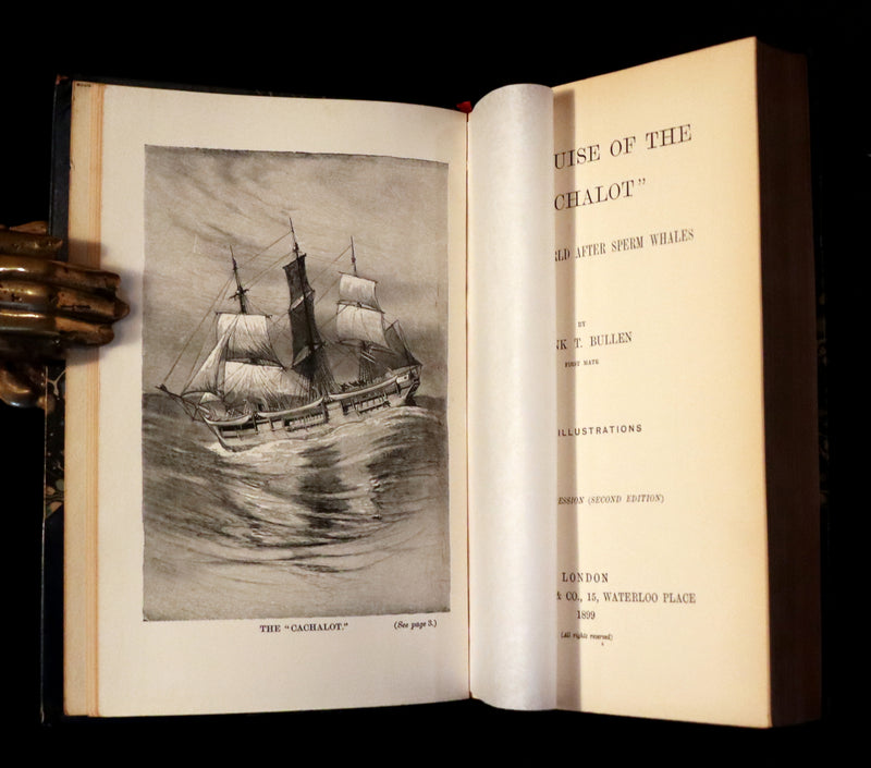 1899 Rare Whaling Expedition Book bound by Root - The Cruise of the "Cachalot" by F.T. Bullen.