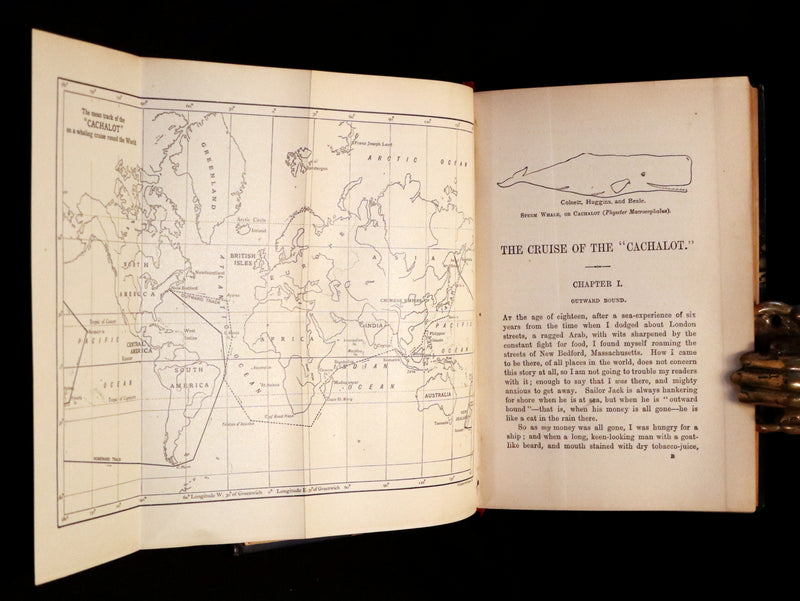 1899 Rare Whaling Expedition Book bound by Root - The Cruise of the "Cachalot" by F.T. Bullen.