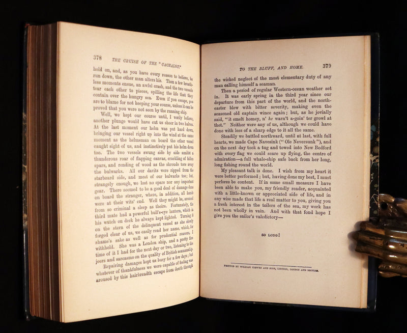 1899 Rare Whaling Expedition Book bound by Root - The Cruise of the "Cachalot" by F.T. Bullen.