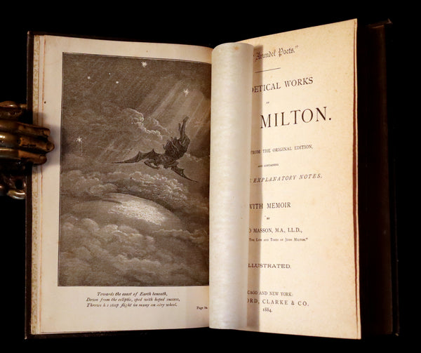 1884 Rare Victorian Book ~ The Poetical Works of John Milton. The Paradise Lost, Paradise Regained, etc. Illustrated.