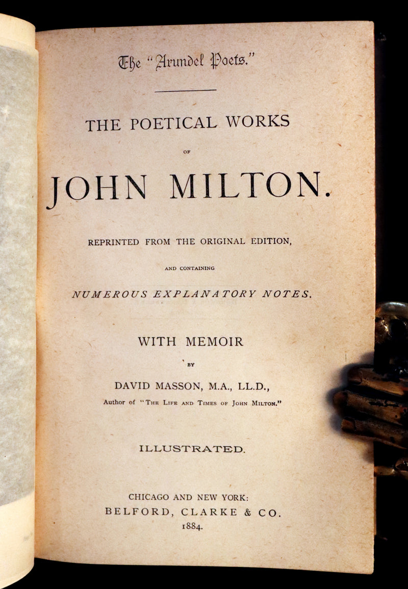 1884 Rare Victorian Book ~ The Poetical Works of John Milton. The Paradise Lost, Paradise Regained, etc. Illustrated.