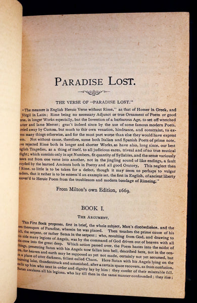 1884 Rare Victorian Book ~ The Poetical Works of John Milton. The Paradise Lost, Paradise Regained, etc. Illustrated.
