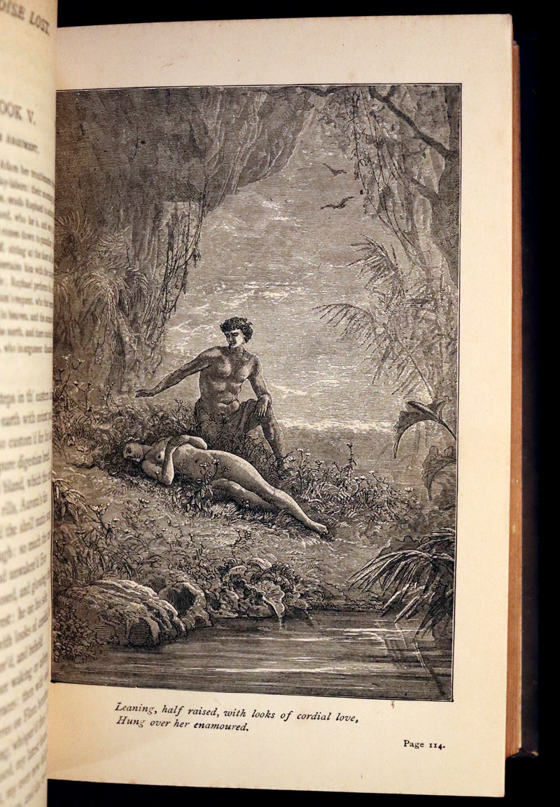 1884 Rare Victorian Book ~ The Poetical Works of John Milton. The Paradise Lost, Paradise Regained, etc. Illustrated.