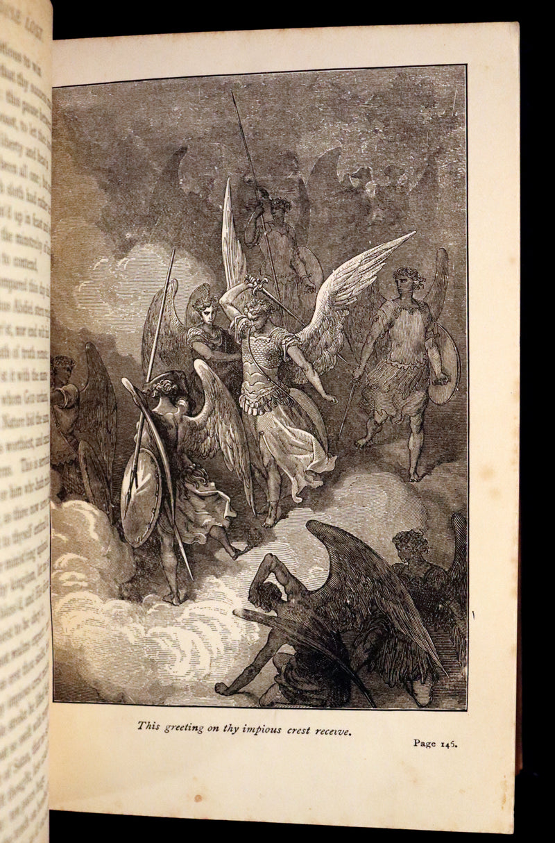 1884 Rare Victorian Book ~ The Poetical Works of John Milton. The Paradise Lost, Paradise Regained, etc. Illustrated.