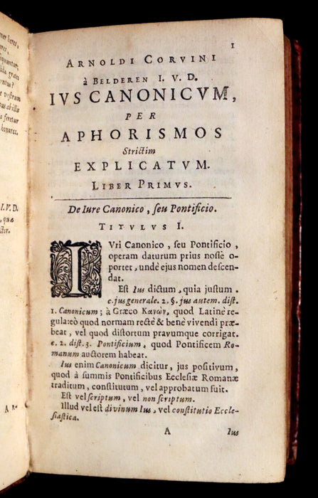 1651 Rare Latin Book -Johannes Arnoldi Corvinus Canon Law through Aphorisms - Jus Canonicum Per Aphorismos.