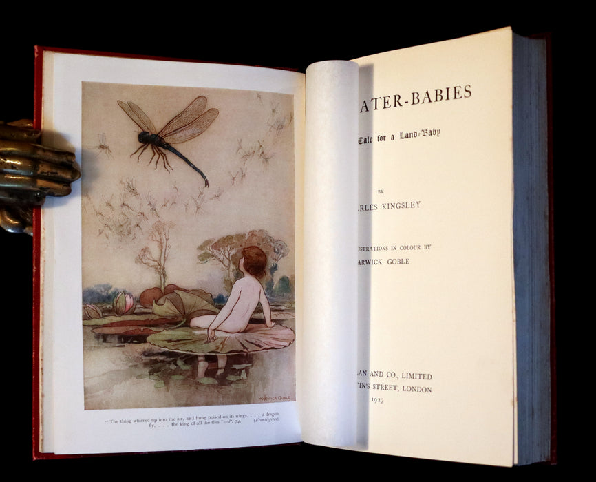 1927 Rare Book - Water-Babies Fairy Tale for a Land-Baby Illustrated by Warwick Goble.