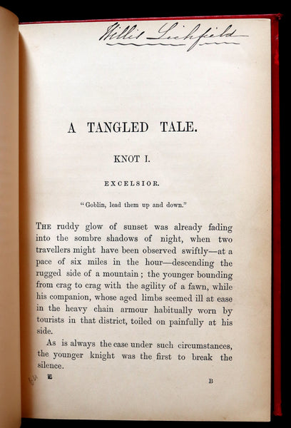 1885 Rare Book - A TANGLED TALE by Lewis Carroll, illustrated by Arthur B. Frost.