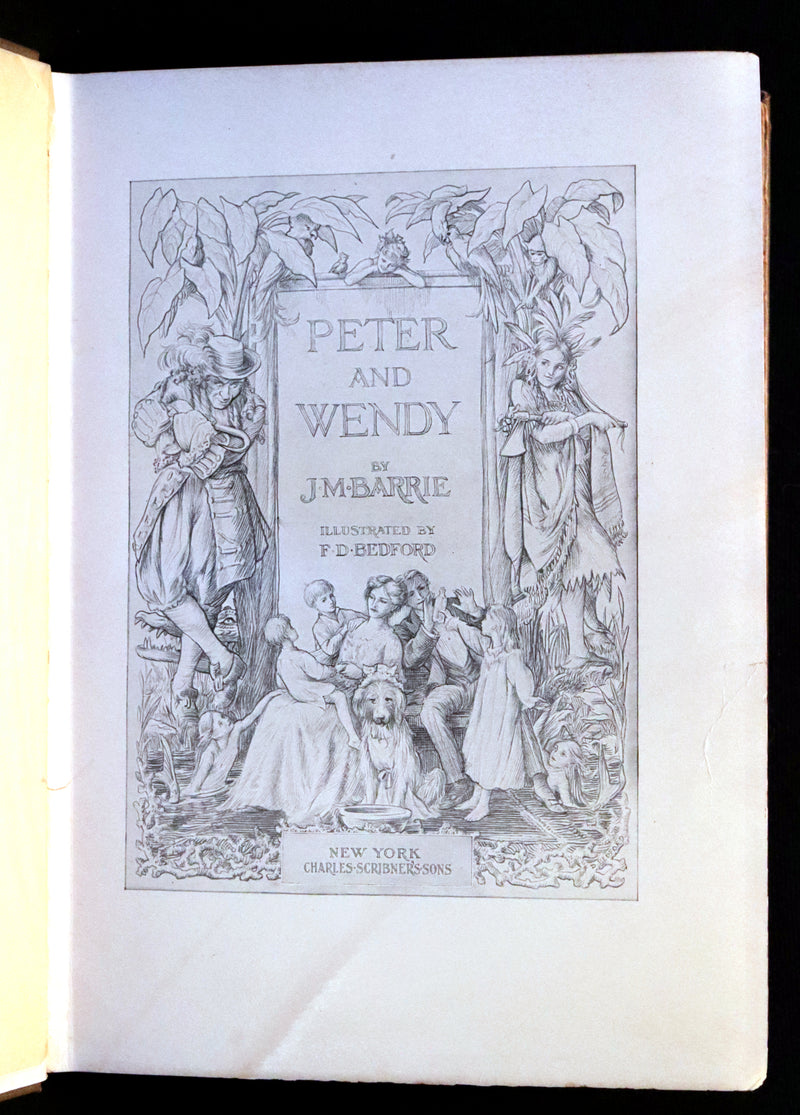 1911 Rare PETER PAN First Edition - PETER and WENDY by James Matthew Barrie illustrated by F.D. Bedford.