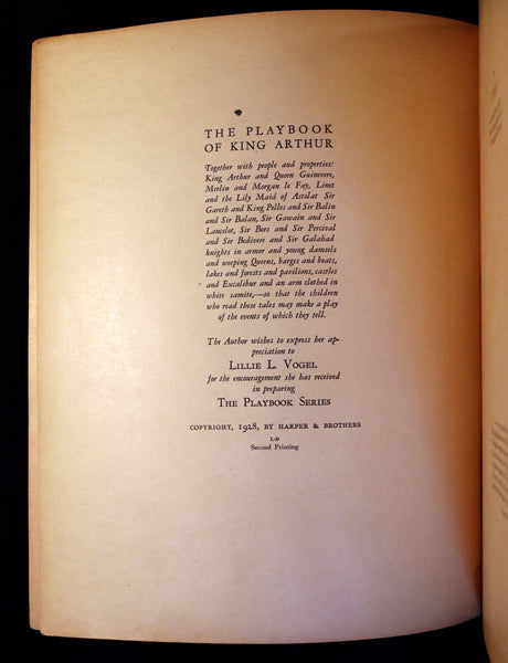 1928 Scarce uncut Playbook - The Playbook of KING ARTHUR. His Court, Queens, Knights of the Round Table.