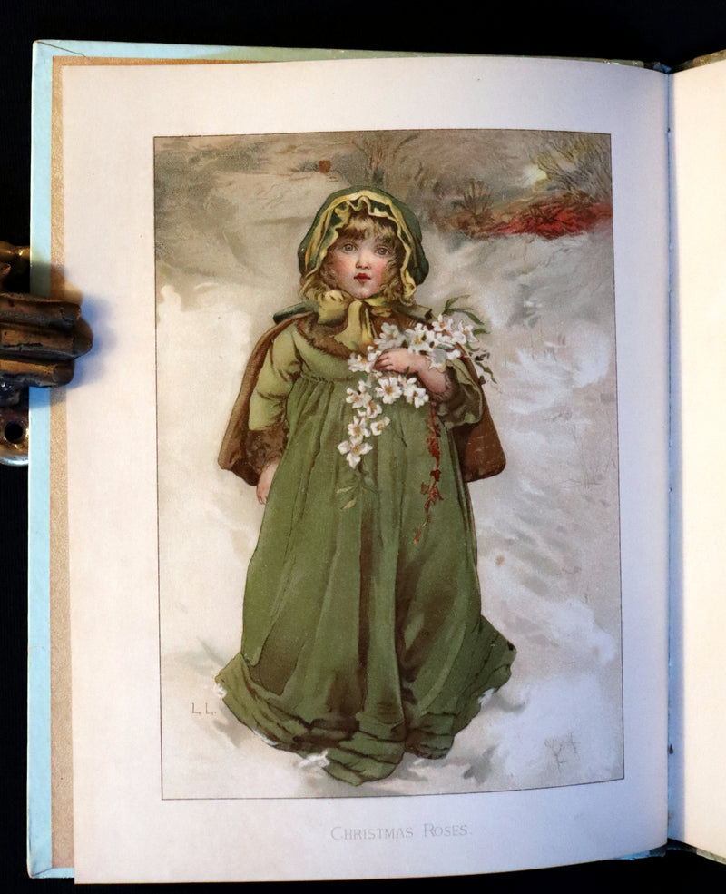 1887 Scarce Victorian Book ~ Christmas Roses illustrated by Lizzie Lawson Mack.