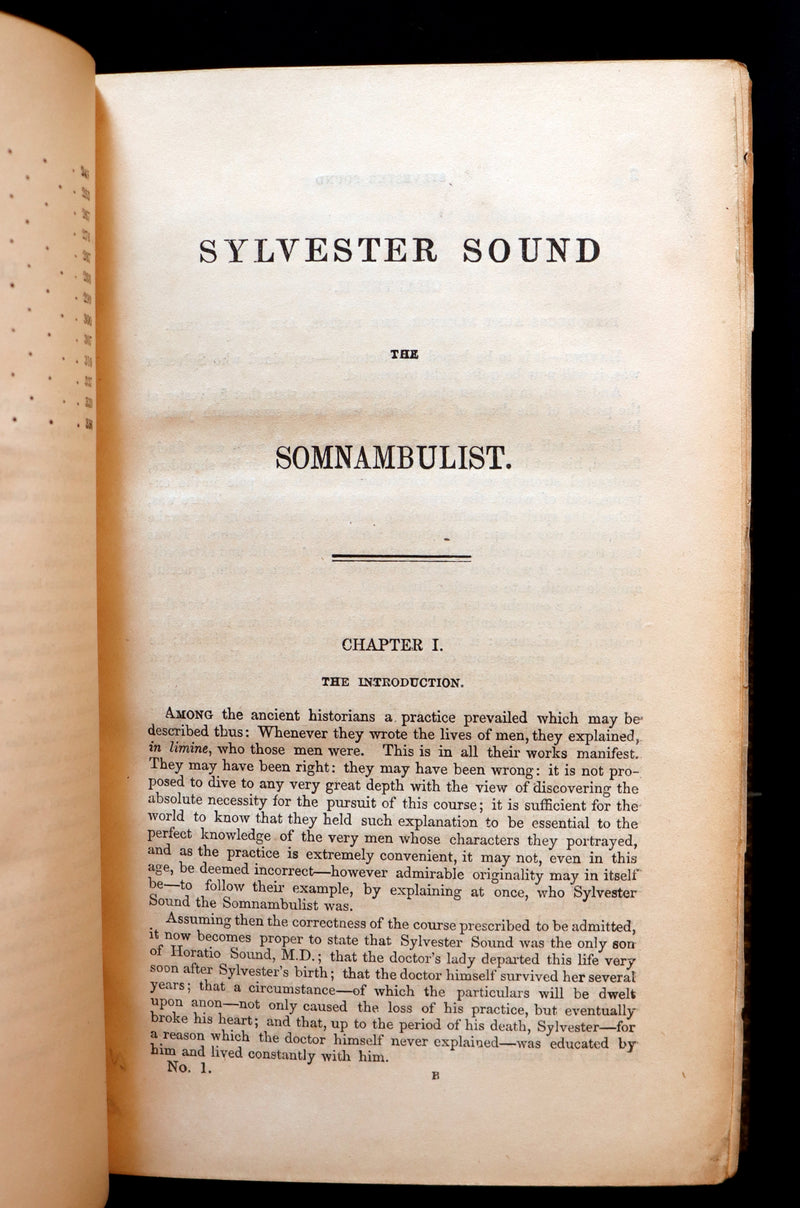 1849 Rare Book bound by Morrell - Sylvester Sound the SOMNAMBULIST by Henry Cockton. Illustrated.