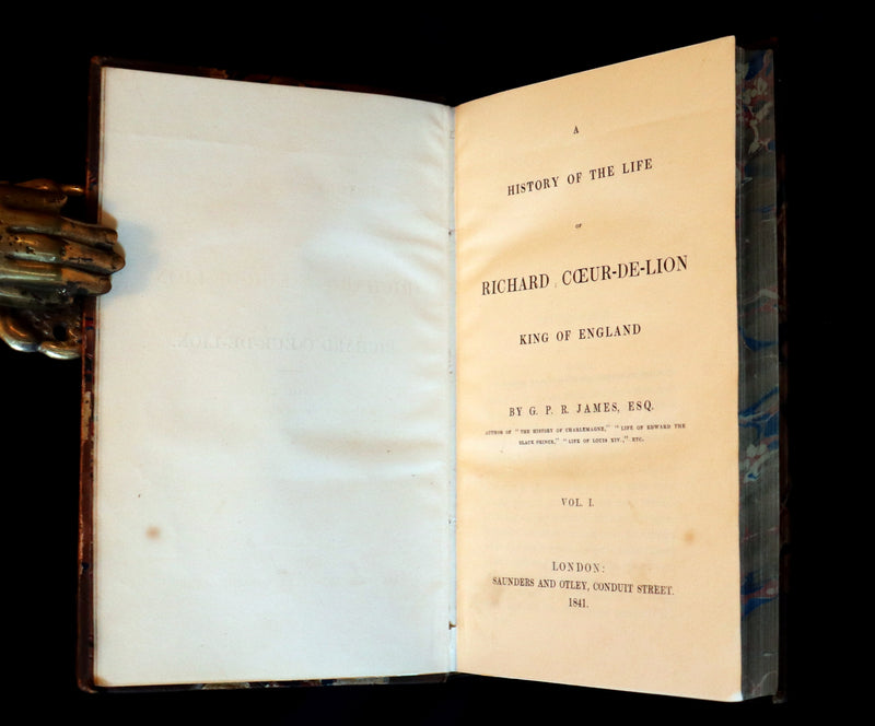 1841 Rare book set First Edition ~ A History of the Life of RICHARD COEUR-DE-LION King of England.