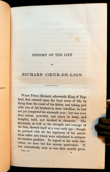 1841 Rare book set First Edition ~ A History of the Life of RICHARD COEUR-DE-LION King of England.