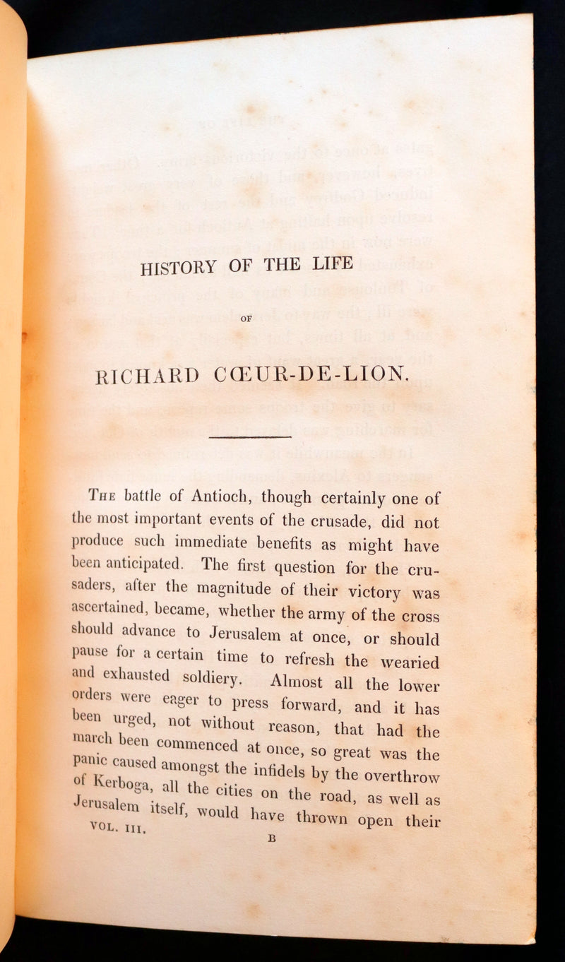 1841 Rare book set First Edition ~ A History of the Life of RICHARD COEUR-DE-LION King of England.