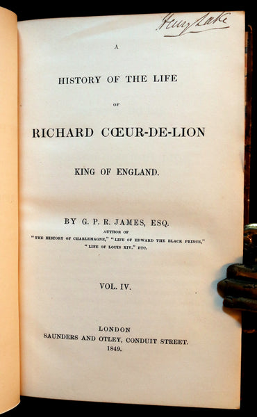 1841 Rare book set First Edition ~ A History of the Life of RICHARD COEUR-DE-LION King of England.