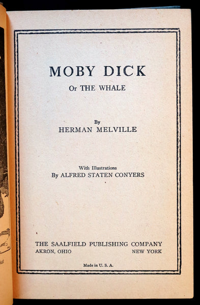1931 Rare Book - Moby Dick or The Whale by Herman Melville illustrated by Alfred Staten Conyers.