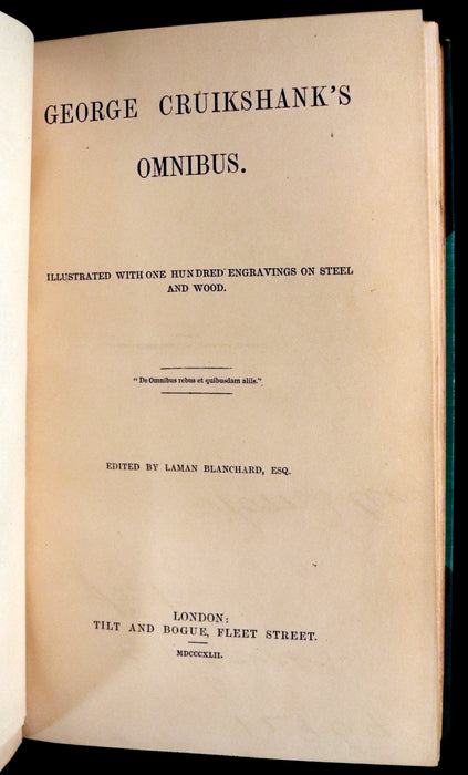 1842 Rare First Edition - George Cruikshank's Omnibus illustrated with 100 Engravings.