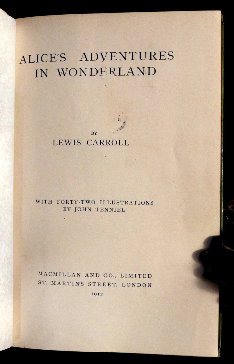 1912 Rare Book - Alice's Adventures in Wonderland by Lewis Carroll illustrated by John Tenniel.