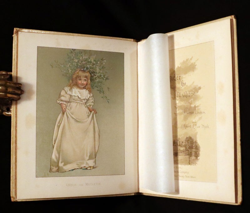 1886 Scarce Victorian Book ~ Under the Mistletoe illustrated by Lizzie Lawson Mack.