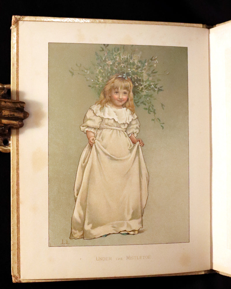 1886 Scarce Victorian Book ~ Under the Mistletoe illustrated by Lizzie Lawson Mack.