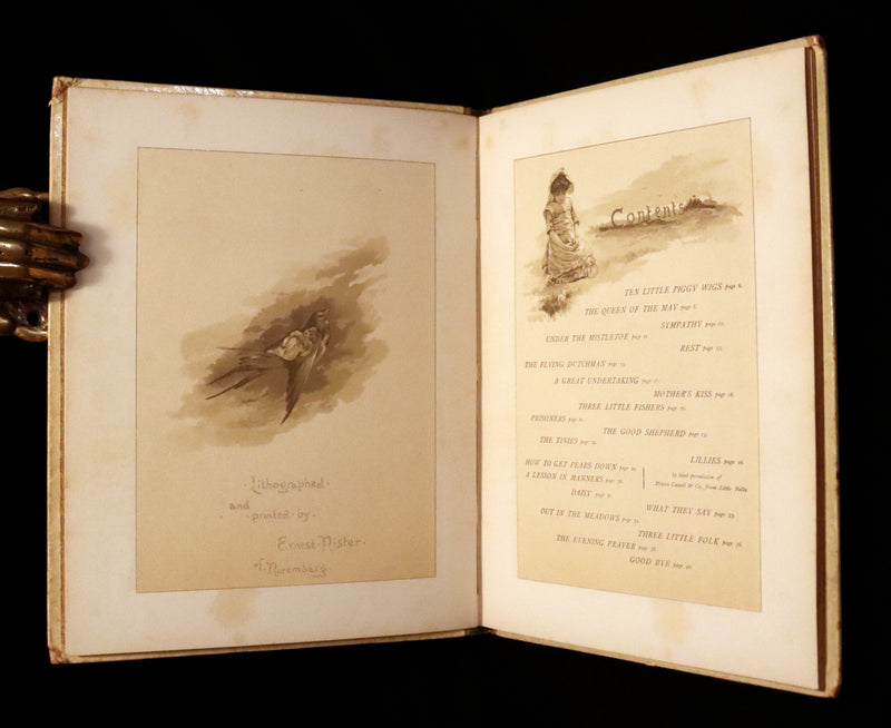 1886 Scarce Victorian Book ~ Under the Mistletoe illustrated by Lizzie Lawson Mack.