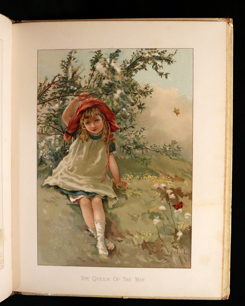 1886 Scarce Victorian Book ~ Under the Mistletoe illustrated by Lizzie Lawson Mack.