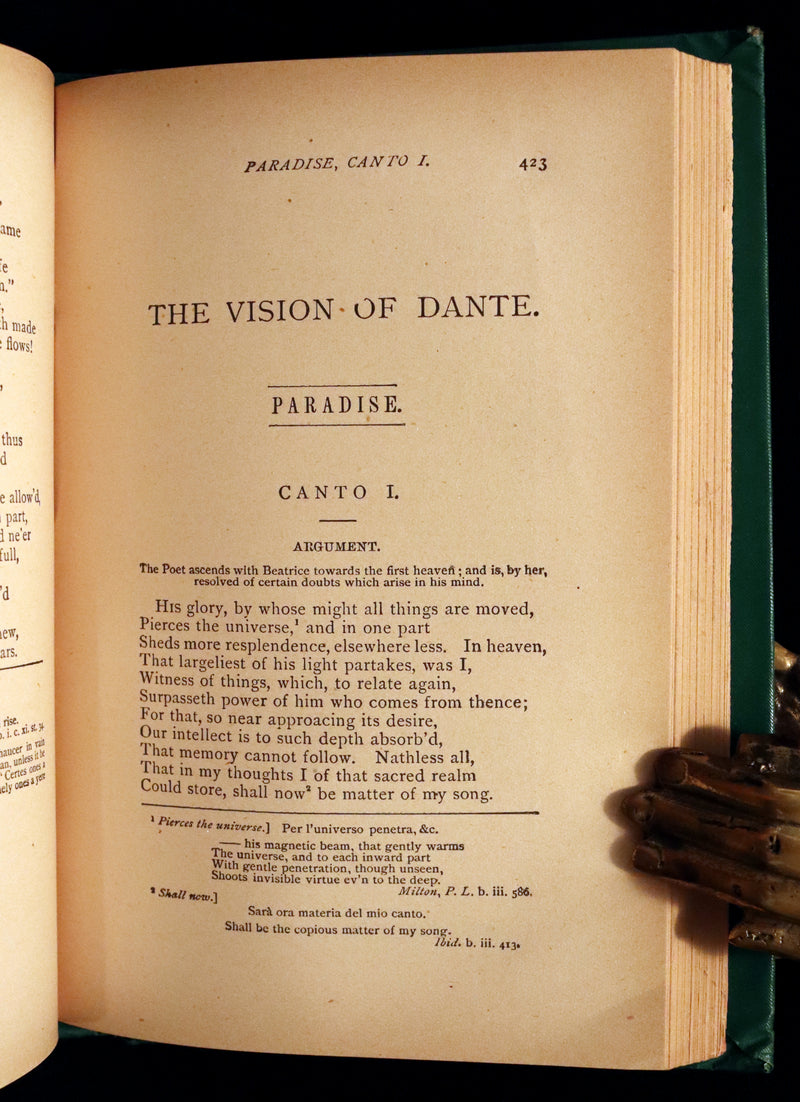 1882 Rare Book - The VISION, or HELL, PURGATORY, & PARADISE of Dante Alighieri.