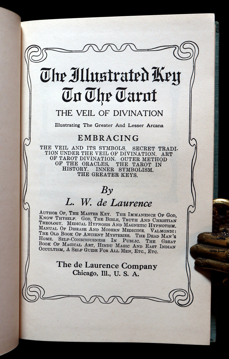1918 Scarce Book - The Illustrated KEY to the TAROT, The Veil of Divination by de Laurence.