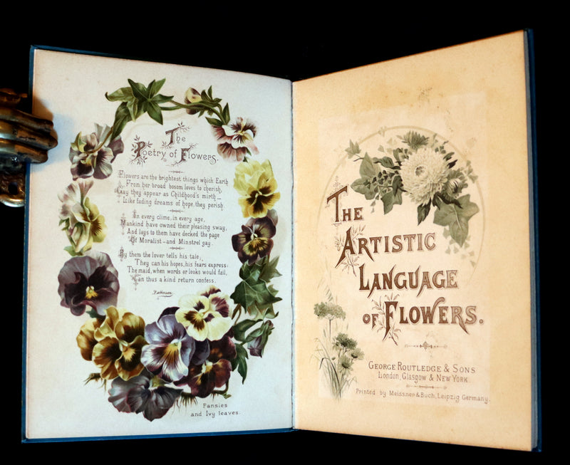 1890 Scarce Floriography Book ~ The Artistic Language of Flowers, Color Illustrated.