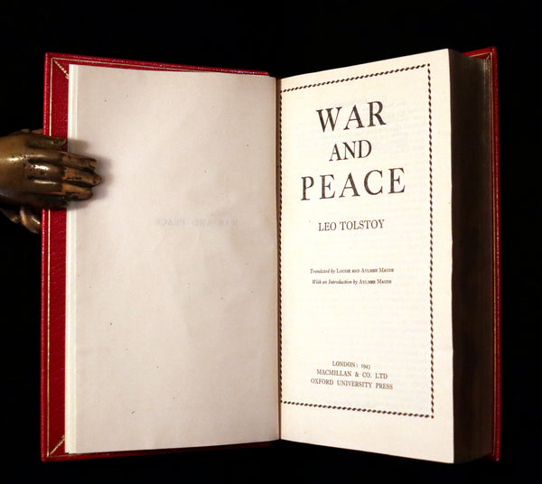1943 Fine Bayntun-Riviere Binding Book - WAR AND PEACE by Count Leo Tolstoy.